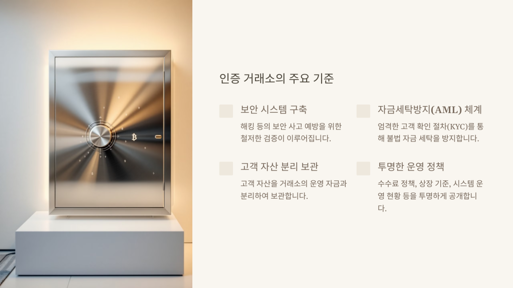 인증 거래소의 주요 기준