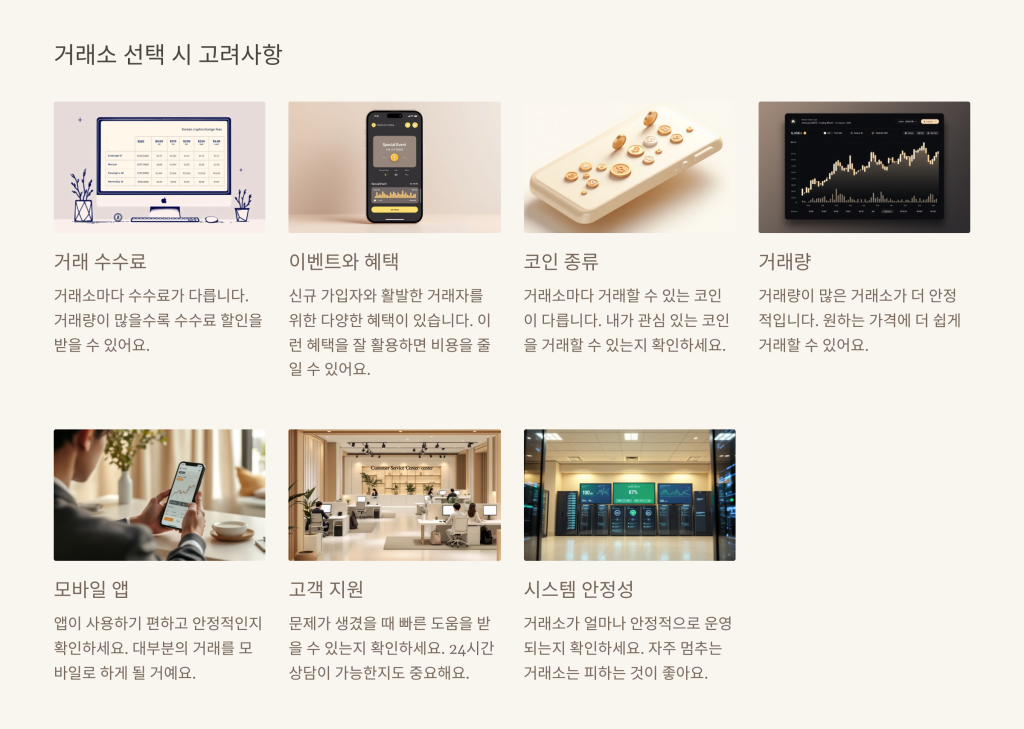 거래소 선택 시 고려사항