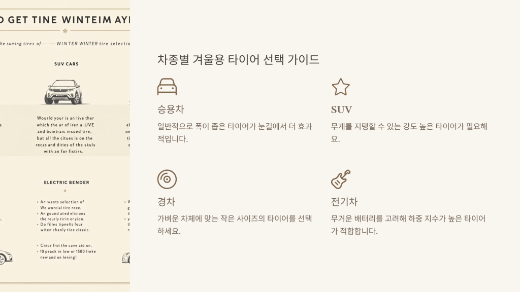 차종별 겨울용 타이어 선택 가이드