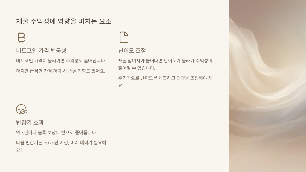 채굴 수익성에 영향을 미치는 요소