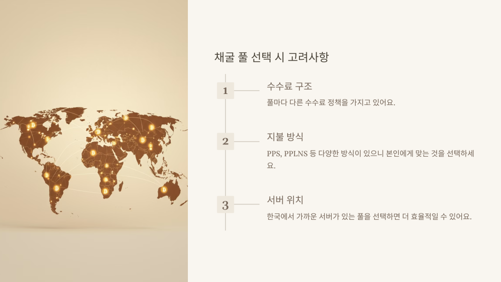 채굴 풀 선택 시 고려사항