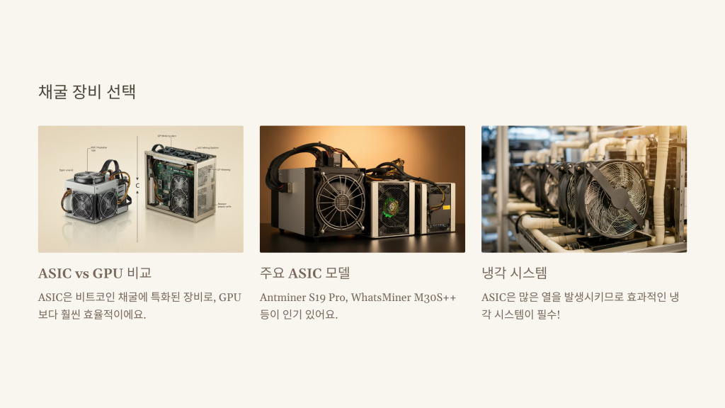 채굴 장비 선택