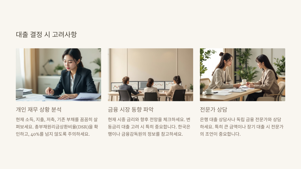 대출 결정 시 고려사항