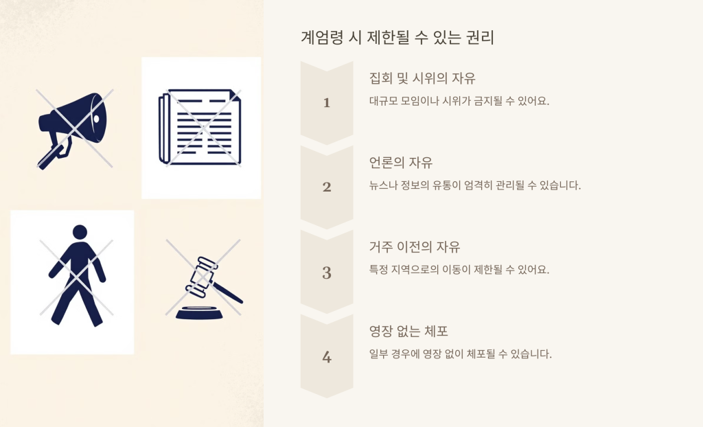 계엄령 시 제한될 수 있는 권리