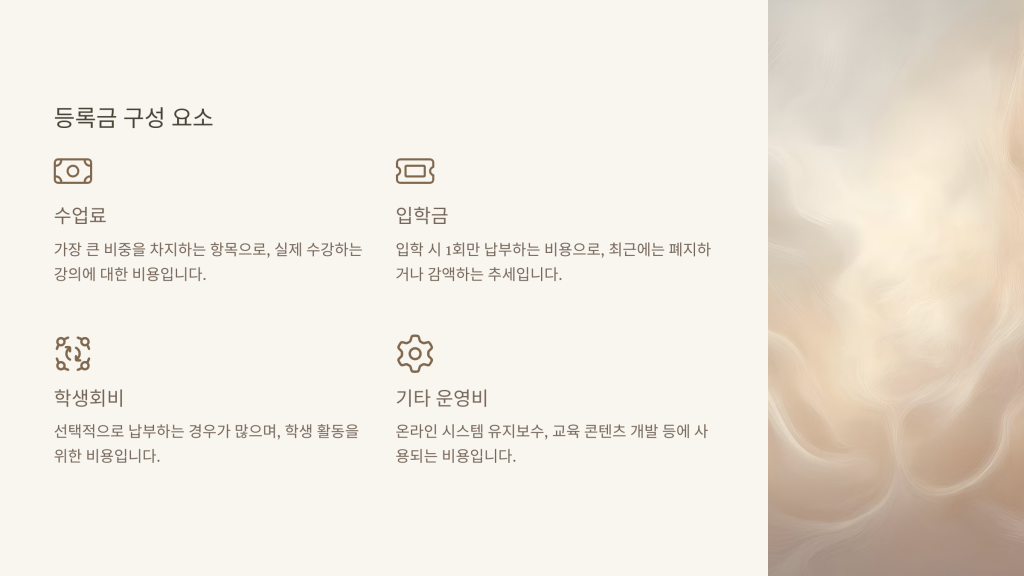 등록금 구성 요소