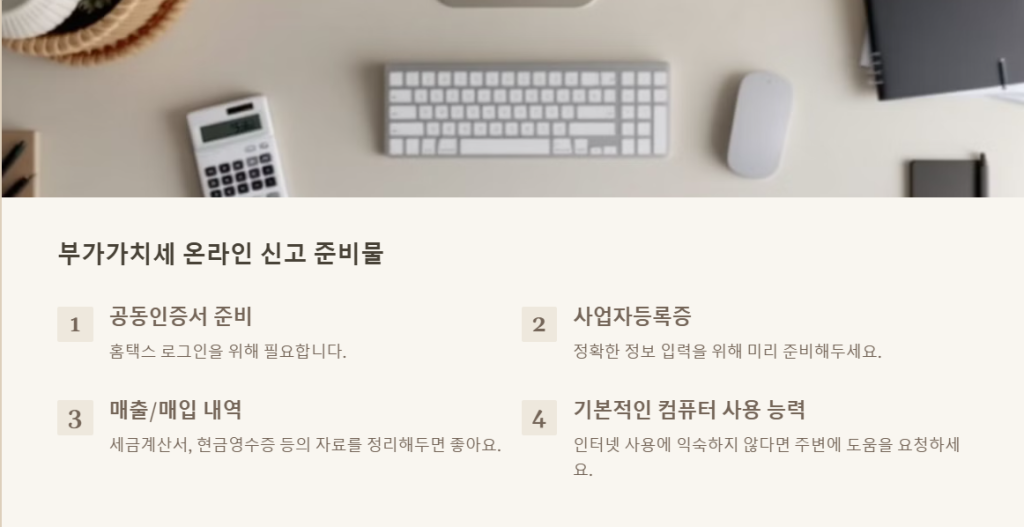 부가가치세 온라인 신고 준비물