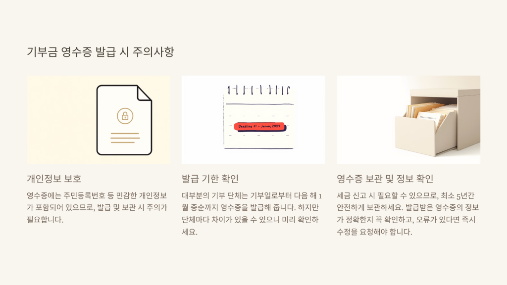 기부금 영수증 발급 시 주의사항